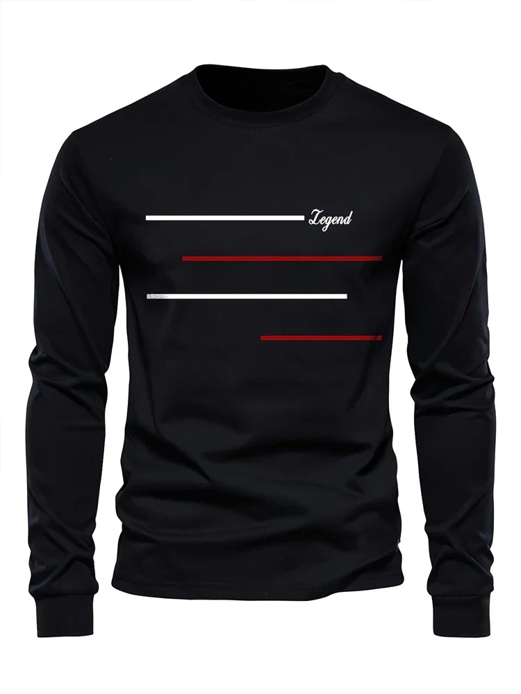 2025 New Spring Men Round Neck Casual Street Style Clothing Loose Fashion Sweatshirt Letter Pattern Creative Long Sleeve T-Shirt