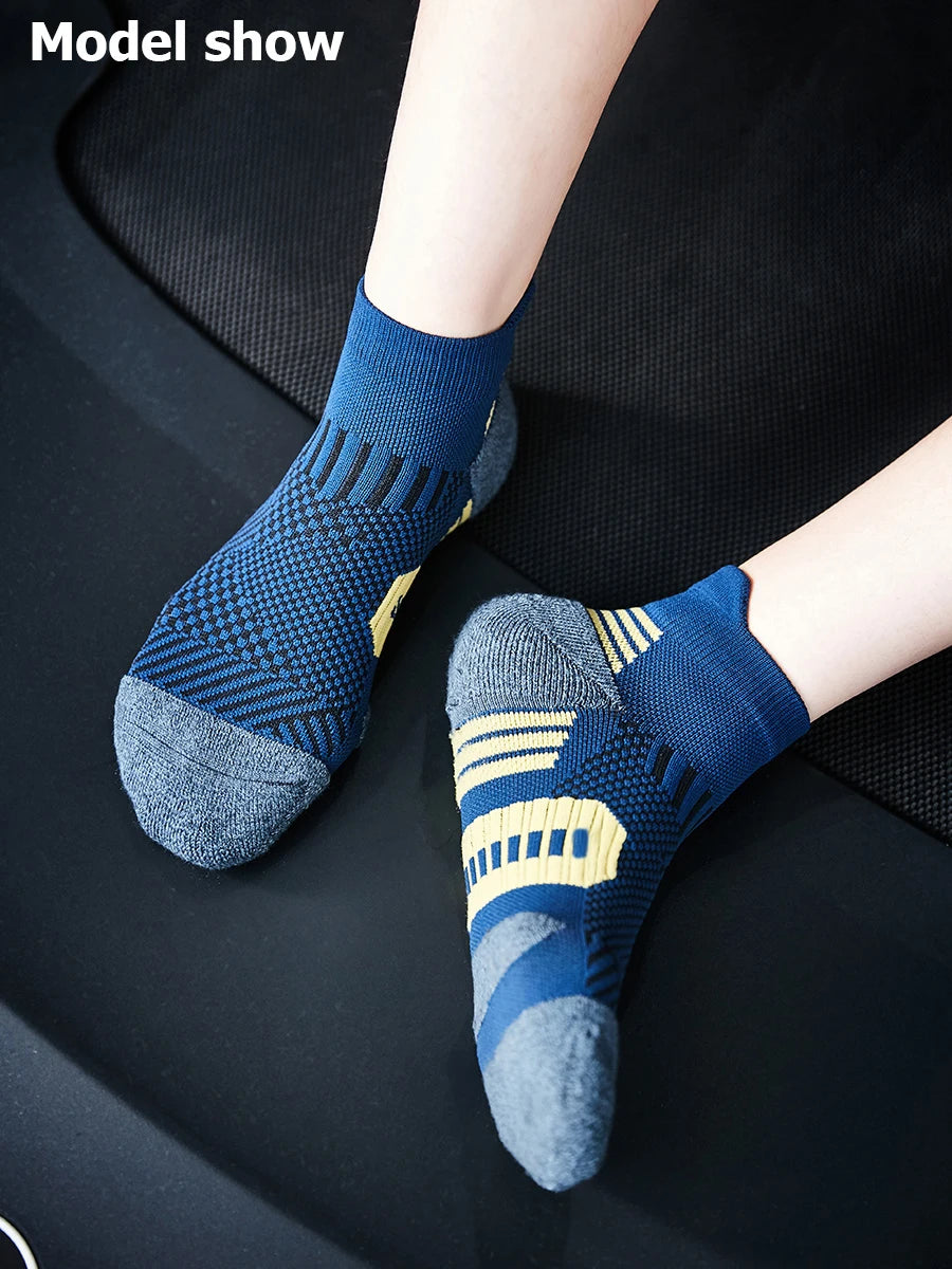 3Pair Professional Fitness Sports Socks Towel Bottom Non-Slip Running Socks Men Women Short Quick-Drying Basketball Training Sox