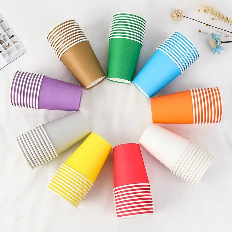 10/20/40PCS Multi-Color Disposable Paper Cups 9oz (250ml) – Party Supplies