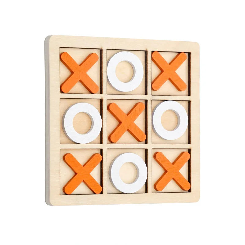 Montessori XO Chess Jigsaw Puzzle 3D Geometric Shapes Board Games For Kids Children Educational Wooden Toys
