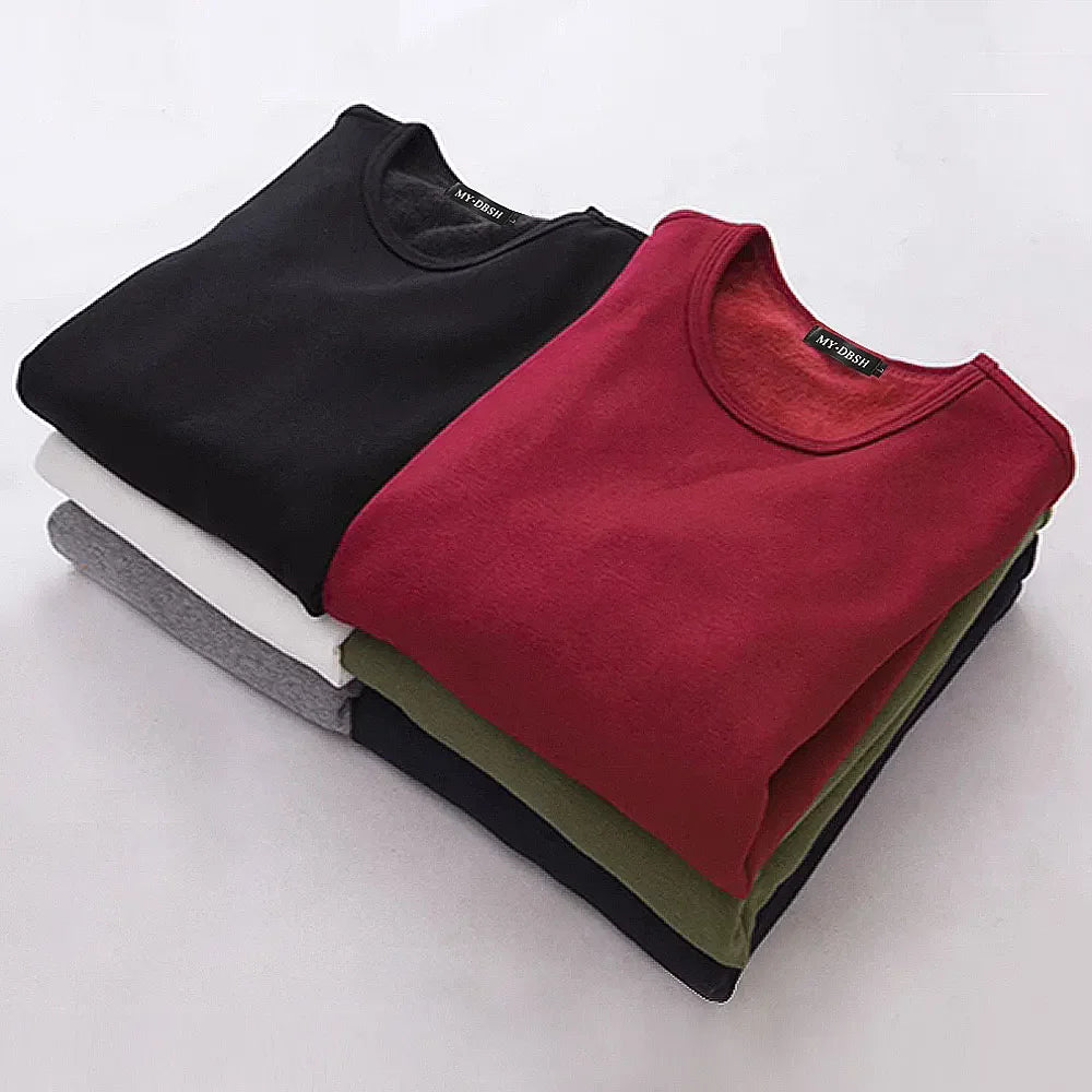 Winter Men Thickening Velvet Warm Tops Men's Long-sleeved Thermal Underwer Male Round Neck Fashion T-shirt
