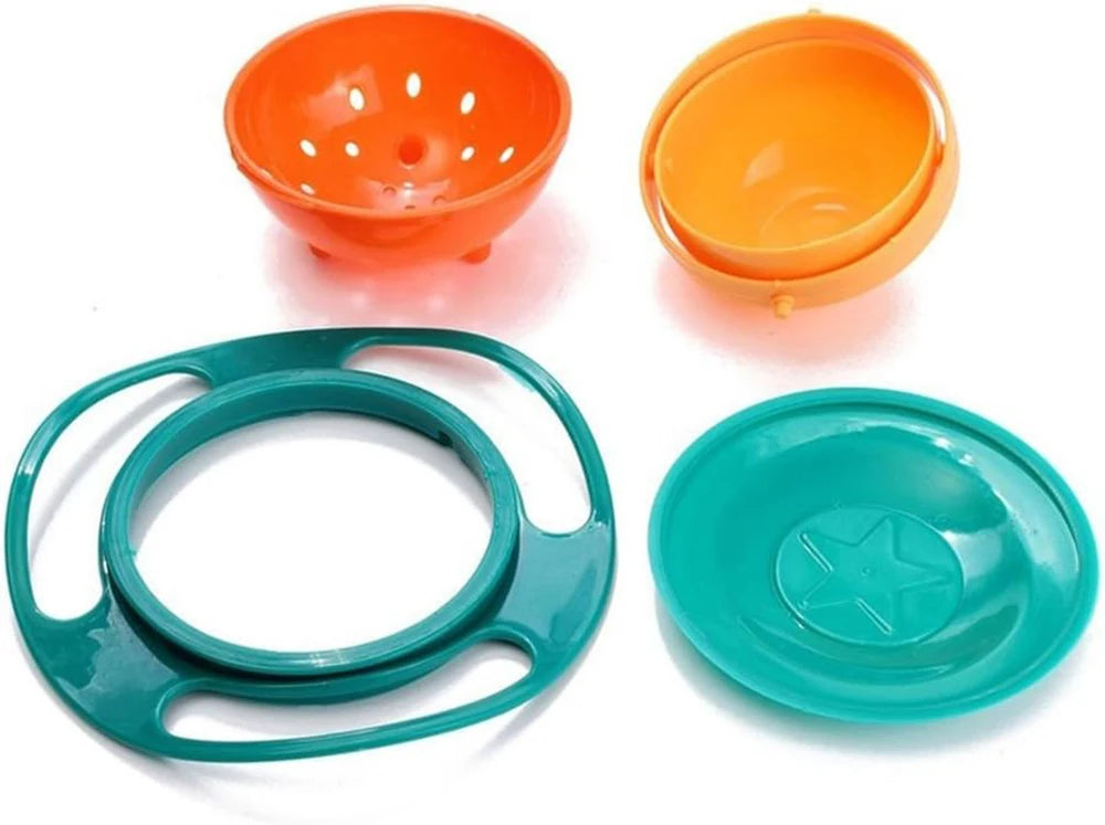 Magic Gyro Bowl 360 Degree Rotate Spill-Proof Bowls with Lid Plastic Creative Dishes Practice Feeding Bowls For Toddler Baby Kid