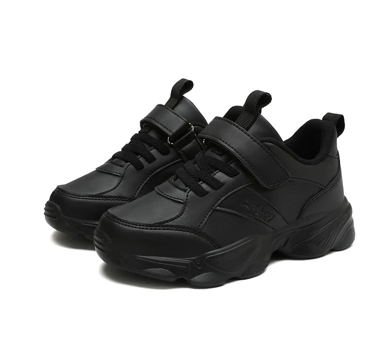 Children Shoes Kids Casual Sneakers Black Pu Leather Sports Shoes for Boy Girls White Shoes School Running Tennis Sneaker