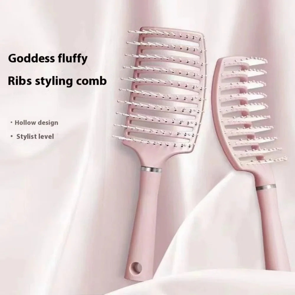 Hairdressing Wide Tooth Hair Comb Wet Curly Massage Brush Gentle Pink Hollow Scalp Massage Comb Barber Styling Hairdressing Tool