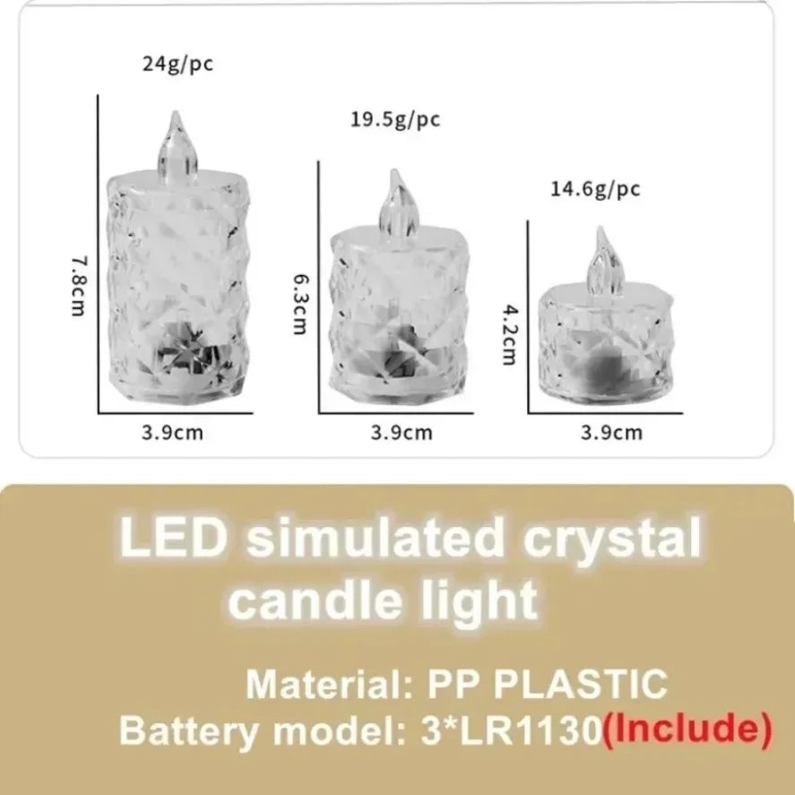 LED Crystal Candle Light Flameless LED Light Electronic Candle Lamp For Dating Party Holiday Home Wedding Atmosphere Decoration