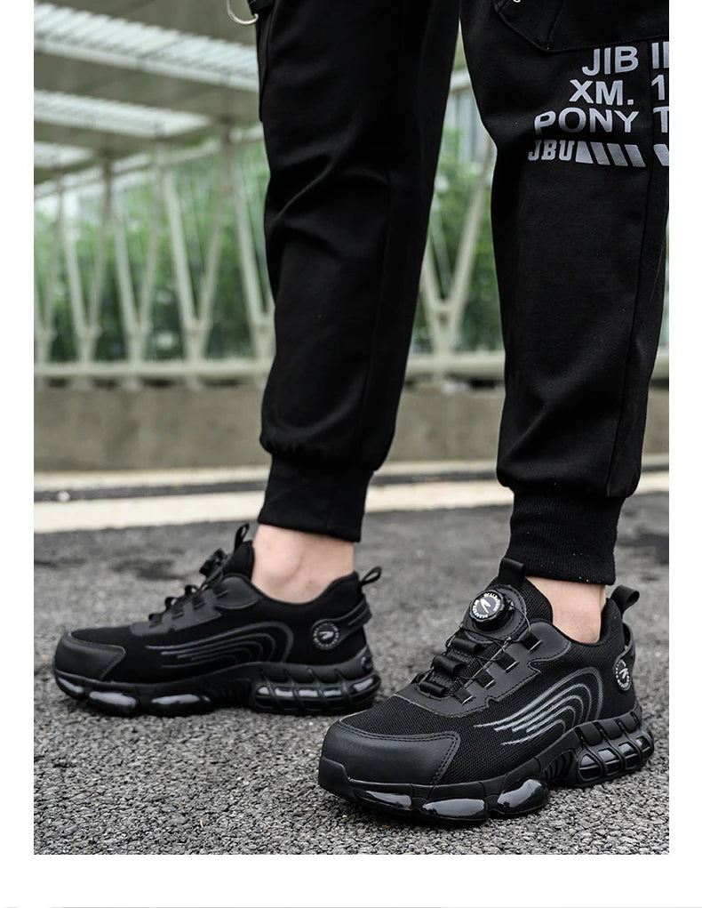 Unisex Rotating Button Safety Shoes Men For Work Sneakers Shoes Puncture-Proof Protective Women Shoes Steel Toe Work Boots