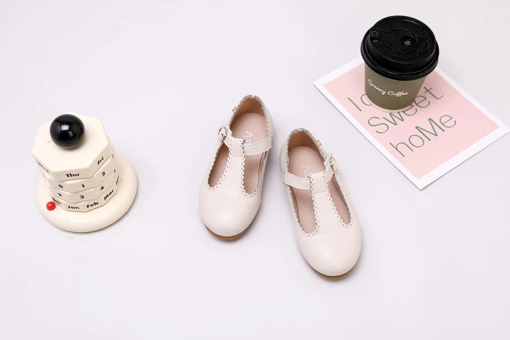 AS New Kids Shoes Children Beige Shoes Baby Boys Leather Shoes Toddler Princess Flats Girls Oxford Fashion Platform Mary Jane