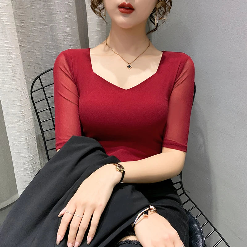 Women's Slim Fit V-Ne T-irt Me Inner Wear Top Spring Autumn Season Faionable Base irt Breathable Wear Resistant