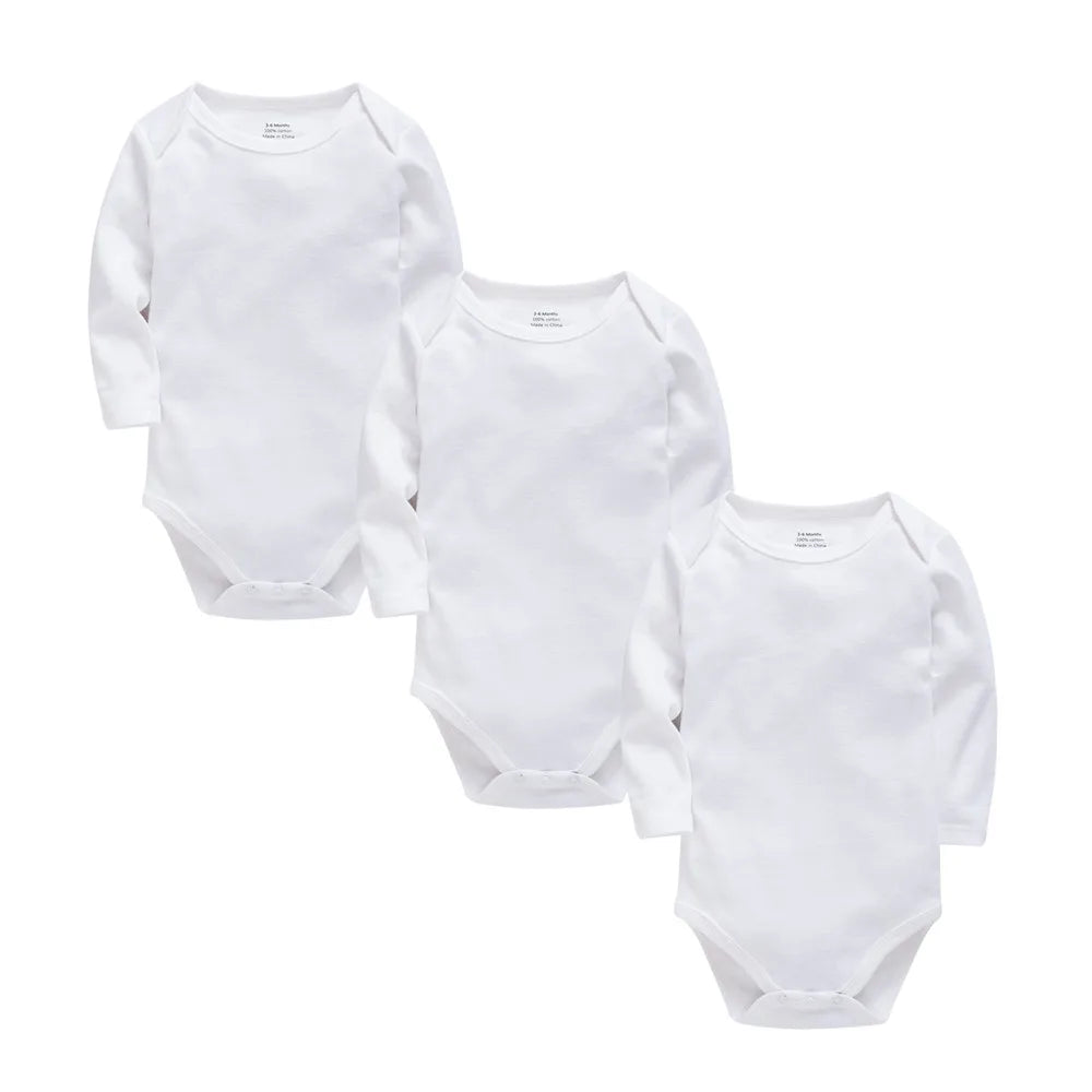 Solid White Baby Clothes Long Sleeve Cotton Baby Girls Boys Bodysuit Newborn body bebe 0-24 months Infant Jumpsuit