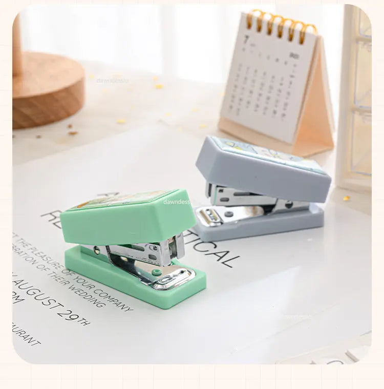 Mini Stapler Set with Staples Cute Rabbit Bear Paper Binder Stationery Office Binding Tools School Supplies