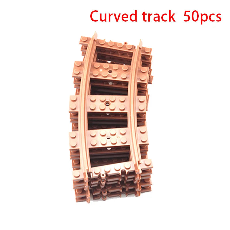 50Pcs/Lot City Trains Train Track Rail Straight Rails Technical Building Blocks Set Bricks Model Kids Classic Toys For Children