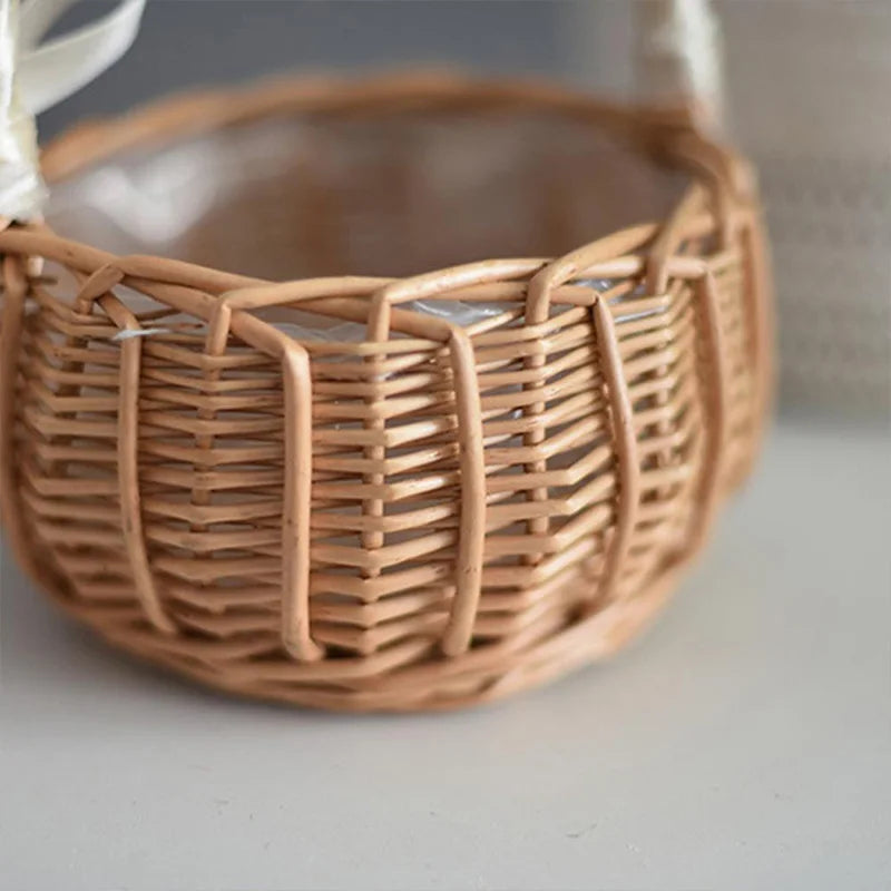 Wedding Flower Basket Bridesmaid Flower Girl Basket Vintage Hand-woven Wedding Props