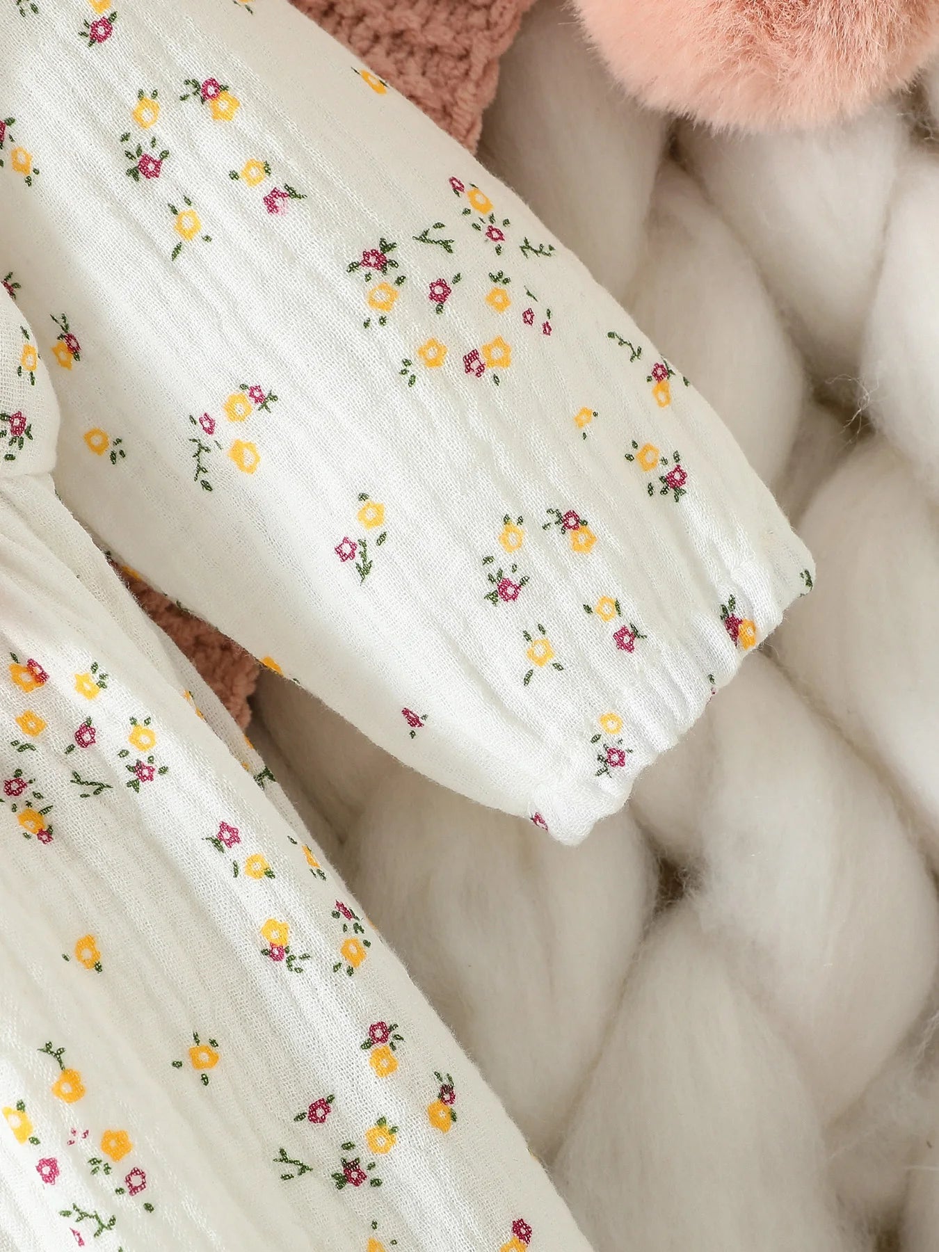 Baby Girl's All Seasons Long Sleeve Print Floral With Bow Daily Jumpsuit For Newborn-6M Clothes +Headband