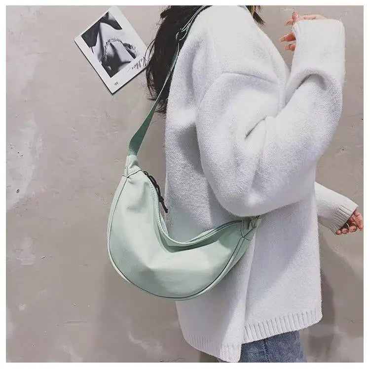 New Simple and Casual Solid Color Nylon Large Capacity Women's Dumpling Bag Shouldercrossbody bag shoulder bag large capaci Bag