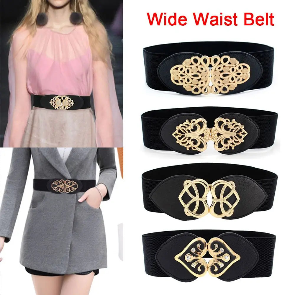 Female Fashion Wide Waistband 65cm Black Waist Elastic Stretch Belt for Women Cinch Waistband Dress Coat Clothing Accessories