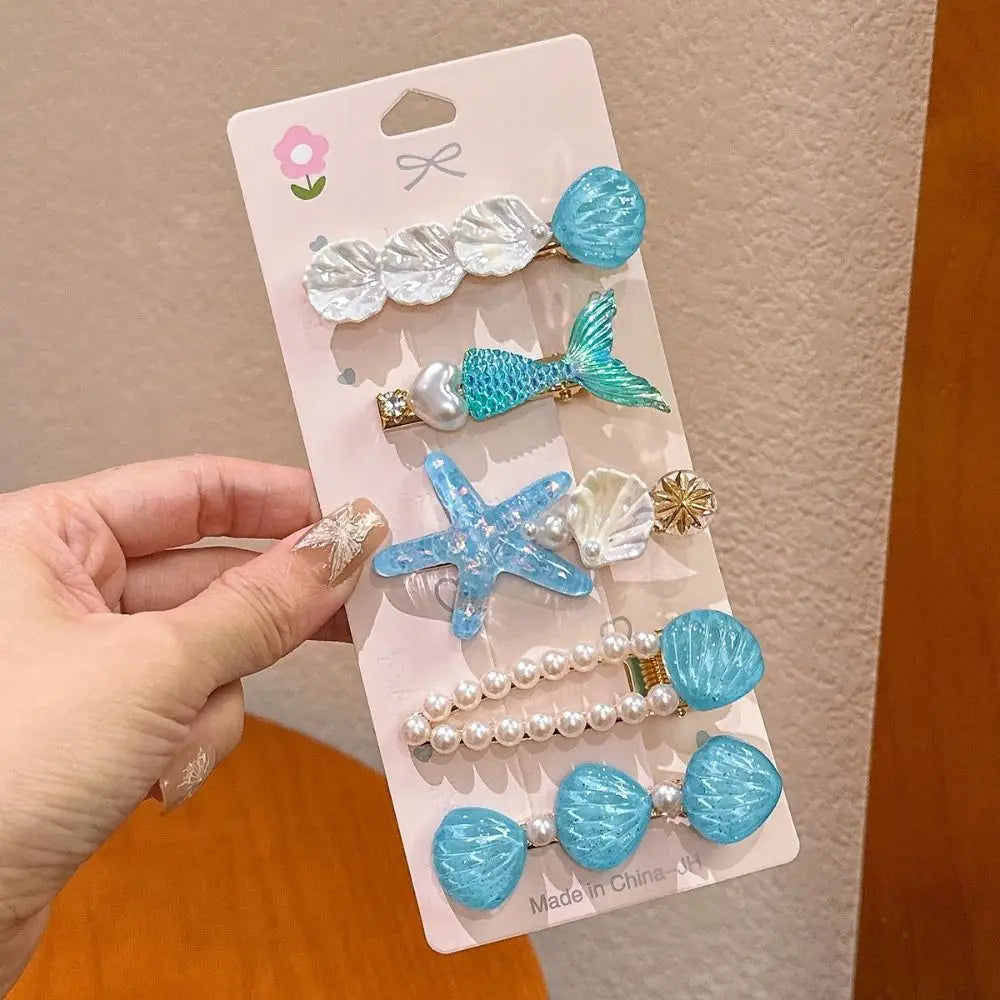 1/5Pcs Shell Starfish Hair Clips Ocean Series Mermaid Hairpins Girls Summer Beach Bang Clip Princess Barrette Hair Accessories