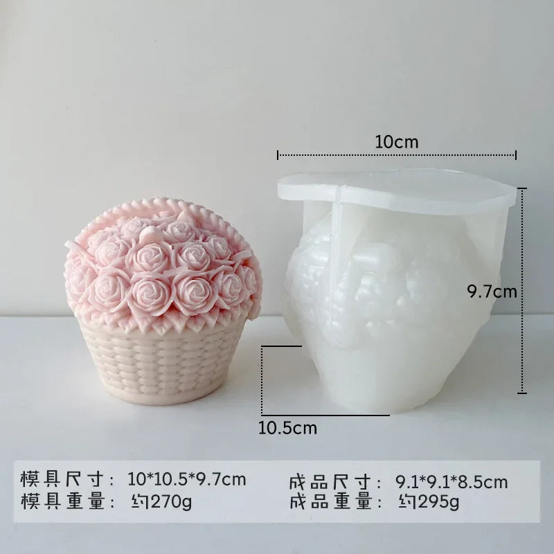 DIY Bowknot Rose Flower Candle Mold Cylinder Rose Floral Pillar Silicone Mold Wedding Decor Valentine's Day Gift Christmas decor