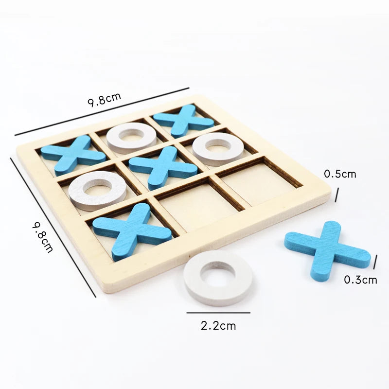 Montessori Chess Play Jigsaw Toy Game Wooden XO Tic Tac Toe Game Interaction Puzzles Training Brain Learning Early Education Toy