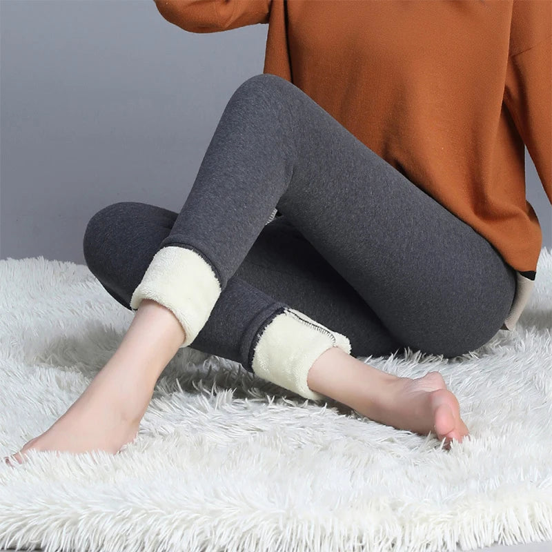 Winter Leggings Women Thick Warm Fleece Pants Simplicity Fashion Thermal Legging Slim Black Elastic High Waist Solid Leggings