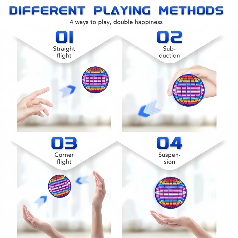 Flying Ball Children's Hand Controlled Color LED Cosmic Globe 360 ° Rotating Suspension Ball Suitable for Indoor and Outdoor Toy