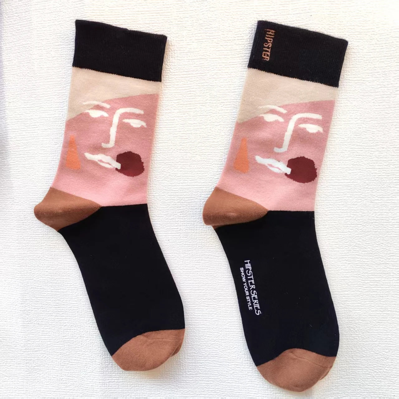 Colorful Funny Cotton Men Crew Socks Hip Hop Novelty Painting Style Skate Street Designer Harajuku Gift Happy Black Yellow Cool
