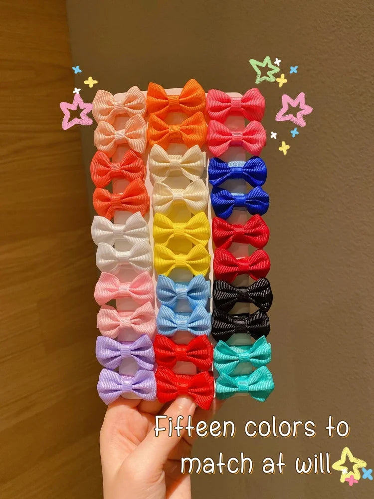 30/90Pcs Cute Dopamine Color Fabric Hairpins for Little Girls Cute Bow Hair Accessories