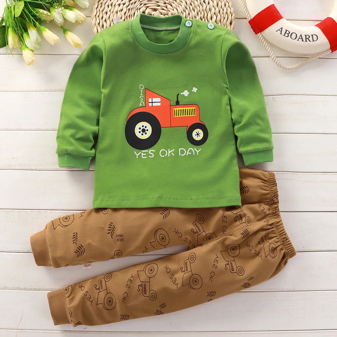 Autumn Sleepwear Pajamas For Girls Boys Long Sleeve Tops+Pants Suits Fashion Home Clothing Sets Baby Kids Loungewear Costume