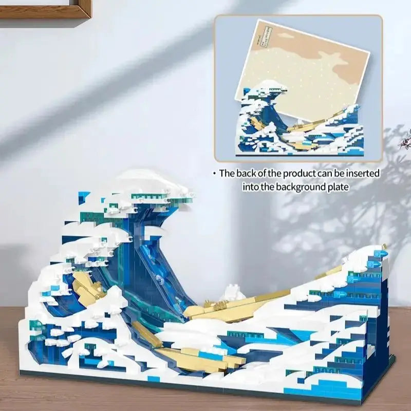 Pantasy Kanagawa Surfing Puzzle Ukiyo-E Building Block Decoration Creative Assembling Toy World Famous Painting Gift