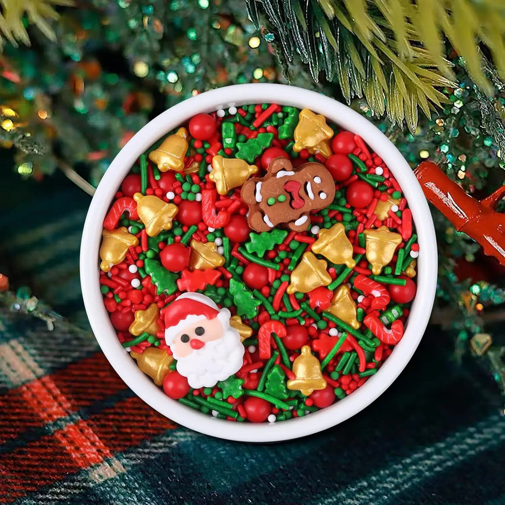 Christmas Sprinkles Mix Christmas Tree Santa Claus Sprinkles Christmas Jimmies Red and Green Sprinkle for  Cookie Baking Decor