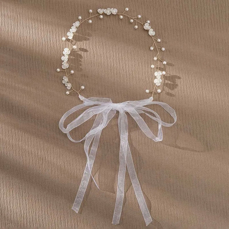 Elegant Flower Pearl Wreath Headband Bride Wedding Dress Accessories Garland Headdress Bride Hair Band Hairvine Wedding Jewelry