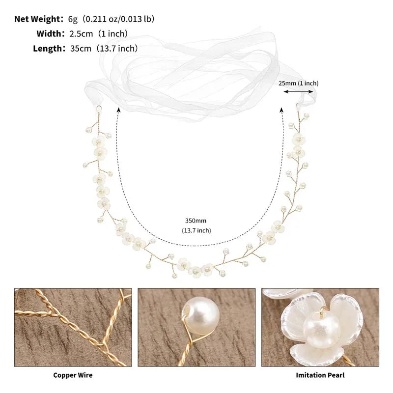 Elegant Flower Pearl Wreath Headband Bride Wedding Dress Accessories Garland Headdress Bride Hair Band Hairvine Wedding Jewelry