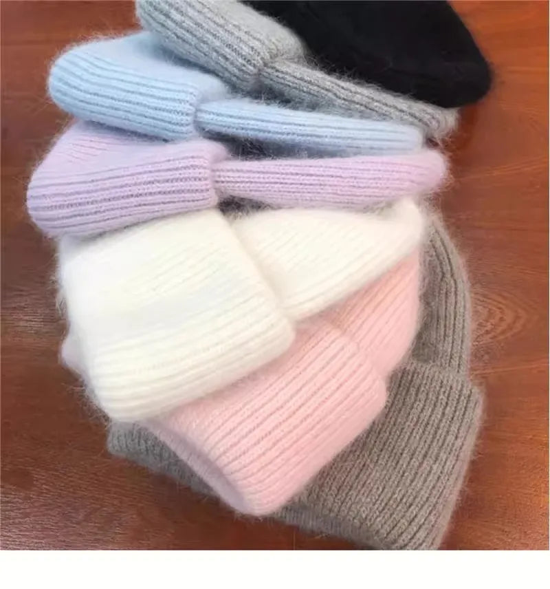Women's Winter Hats Fashion Warm Bean Hats Solid Color Adult Hats Cute Knitted Hats Baotou Hats Autumn/Winter