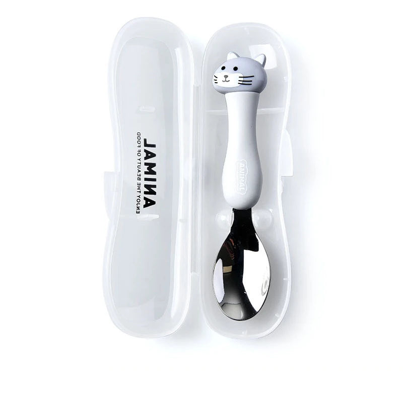 Cartoon Animal Kids Spoon and Fork Set Dessert Spoon for Children Fork Baby Tableware Gadgets Children's Cutlery Kids Favours