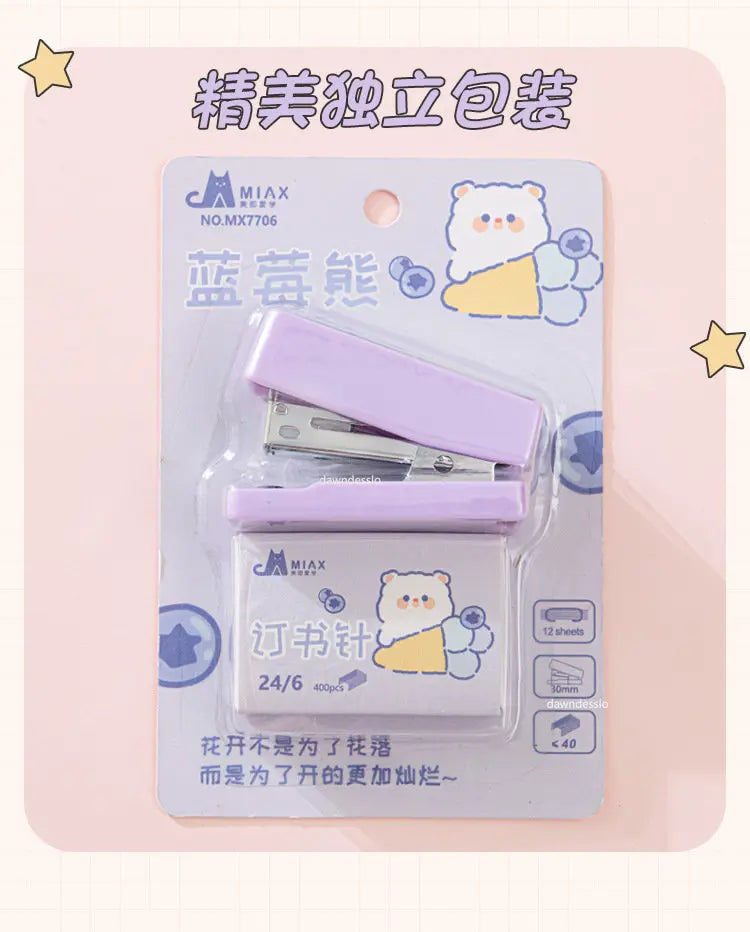 Mini Stapler Set with Staples Cute Rabbit Bear Paper Binder Stationery Office Binding Tools School Supplies