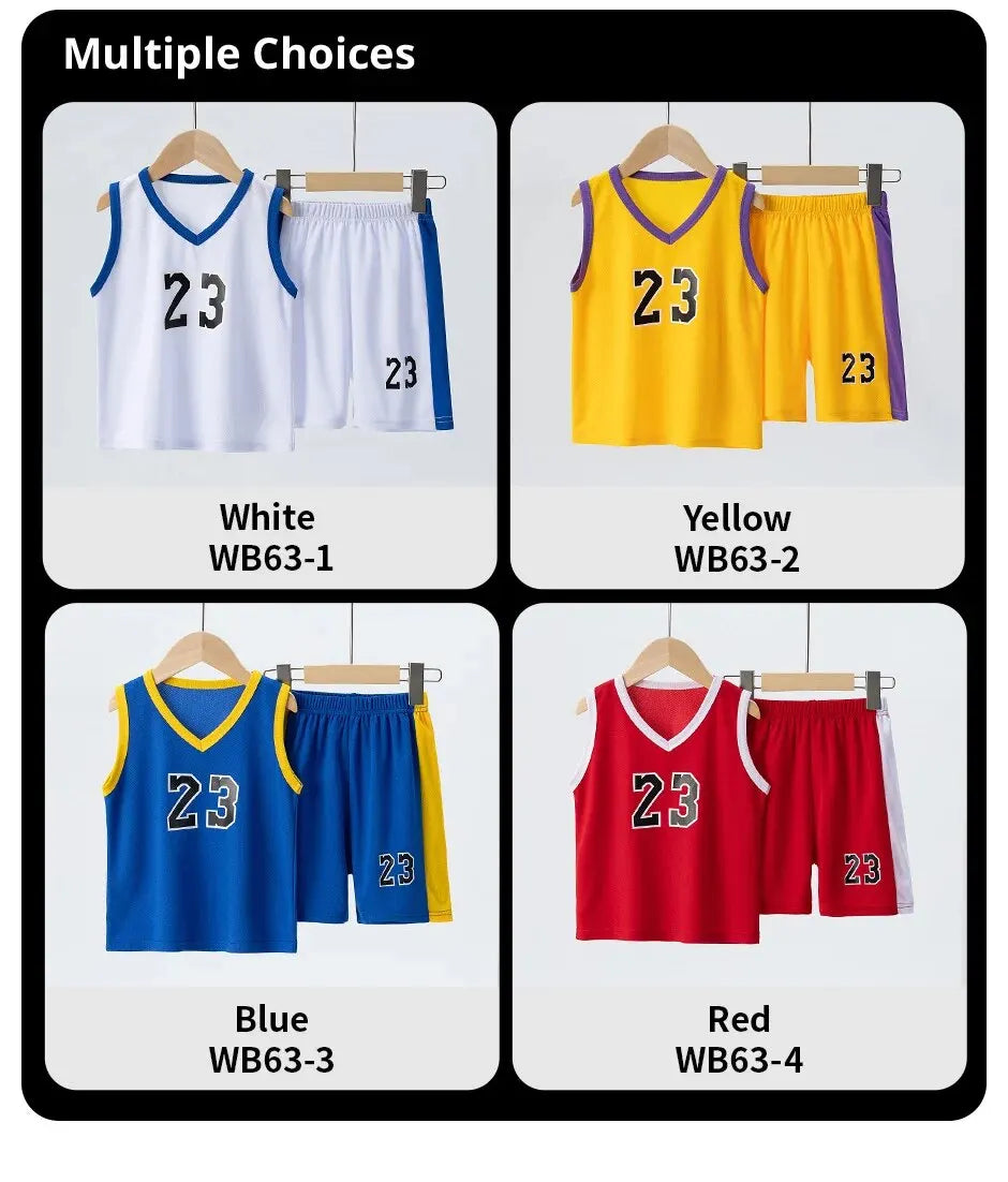 2/4Pcs Summer Children's Quick-drying Sports Suit Boys Casual Ball Sleeveless T-shirt Girls Joker Mixed Color Combination Shorts