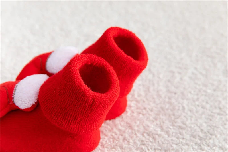 Baby Christmas Socks Newborns Cotton Winter Thickened Short Socks Kids Floor Socks Girls Boys Non-slip Print Toddler Clothing
