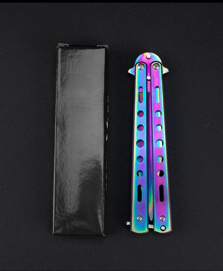 Foldable Comb Stainless Steel Practice Training Butterfly Knife Comb Beard Moustache Brushe Salon Hairdressing Styling Tool