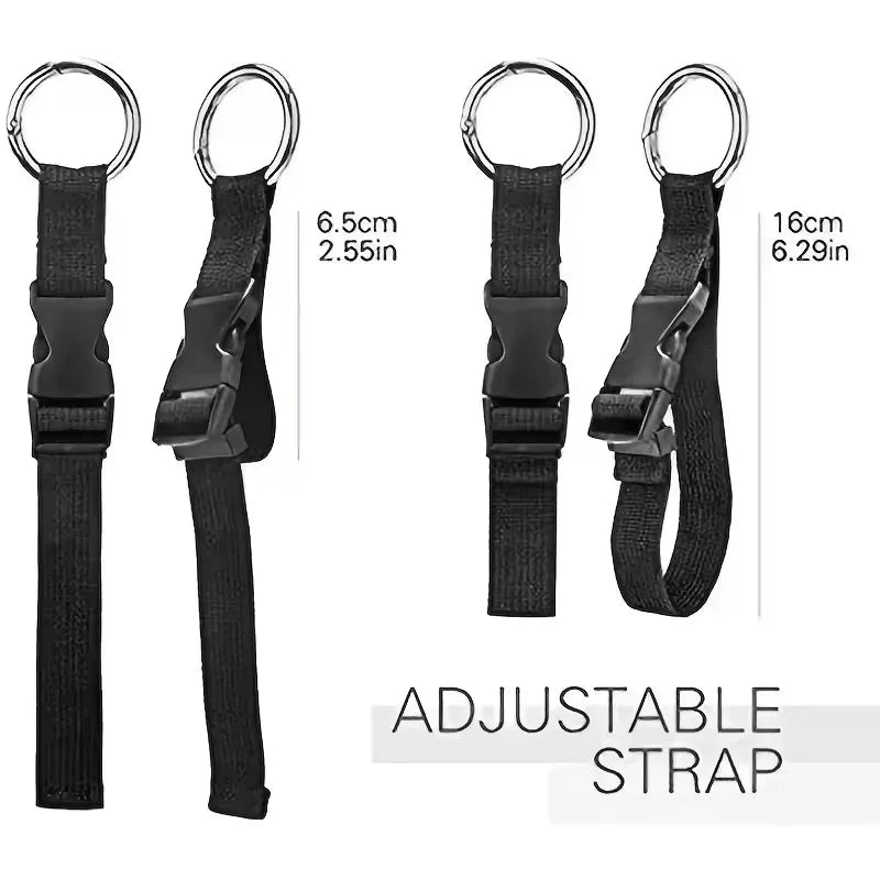 Holiday Travel Portable Black Nylon Suitcase Hanging Bag with Zinc Alloy Hiking Buckle Strap with External Hook Strap