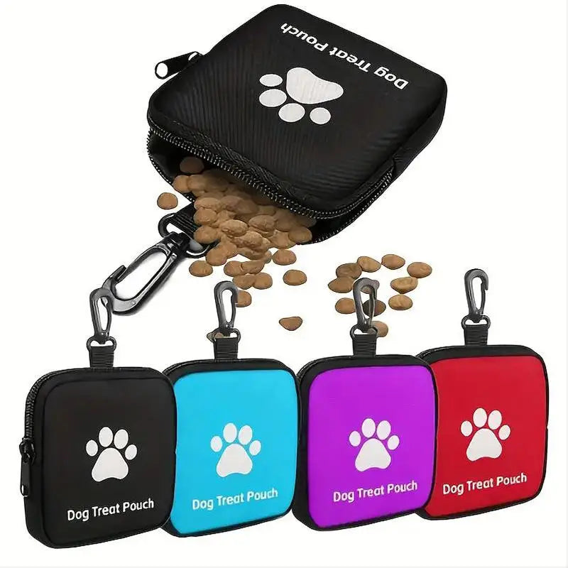 Pet Dog Food Storage Bag For Going Out Dog Paw Printed Synthetic Leather Waterproof Imitation Leather Multifunctional Zipper Bag