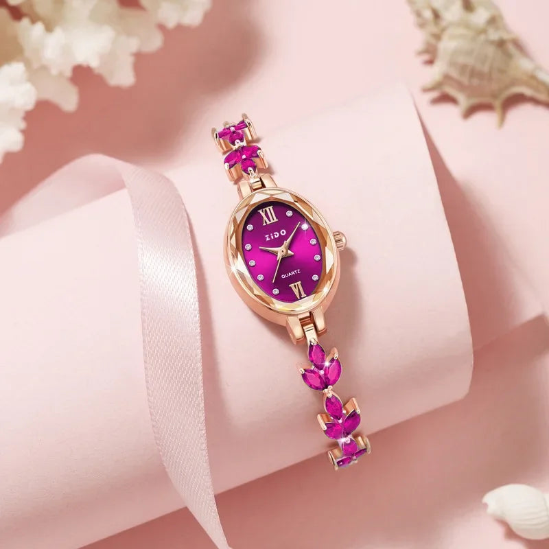 Women's Watches Light Luxury Diamond Inlaid For Clover Watch Waterproof Oval Ladies Fashion Quartz Bracelet Wristwatch relógio