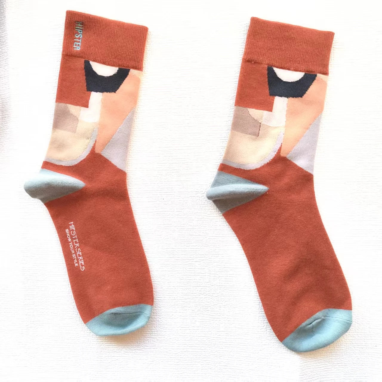 Colorful Funny Cotton Men Crew Socks Hip Hop Novelty Painting Style Skate Street Designer Harajuku Gift Happy Black Yellow Cool