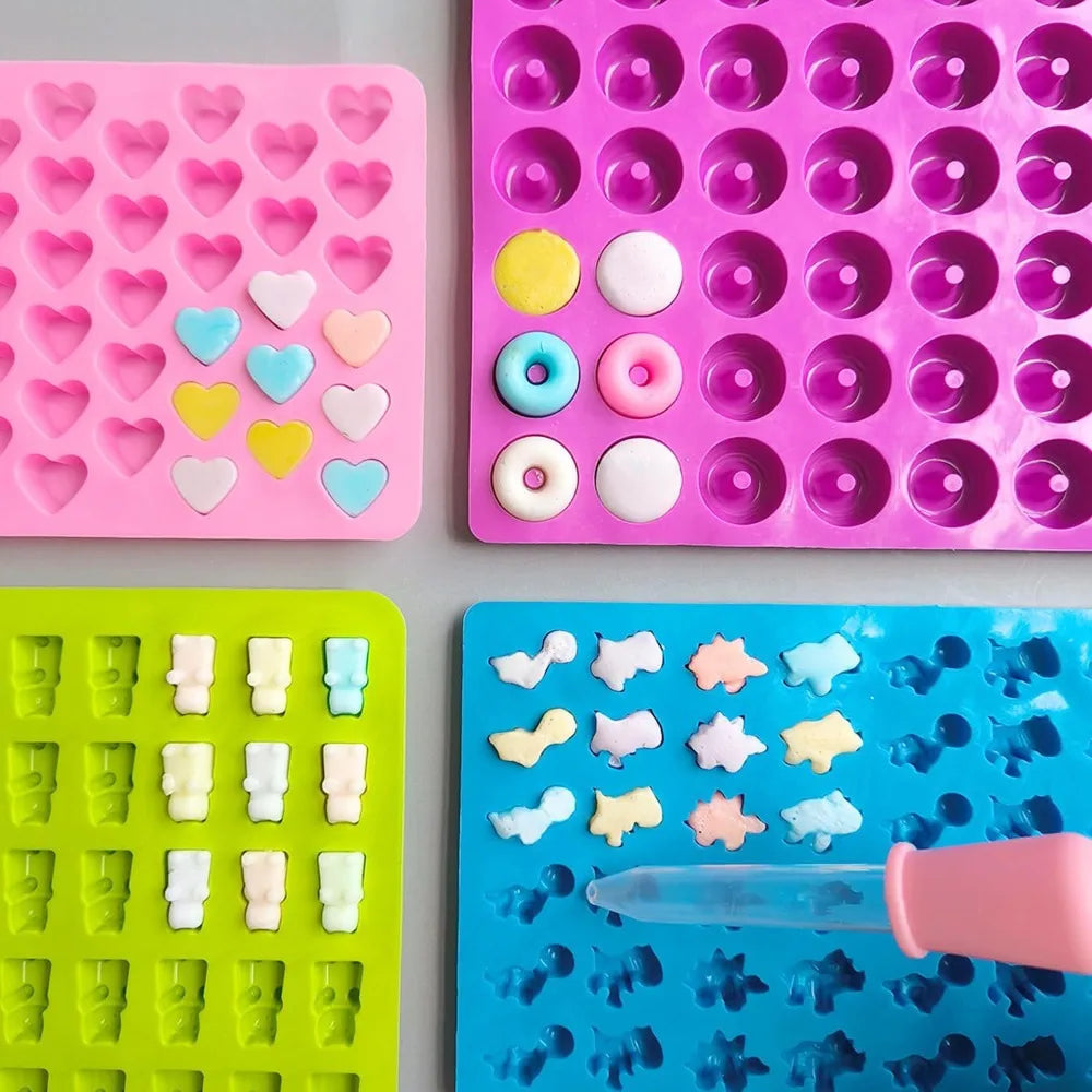 Silicone Gummy Candy Molds Nonstick Chocolate Molds DIY Chocolate Cake Candy Tools Various Shaped Doughnut Baking Molds