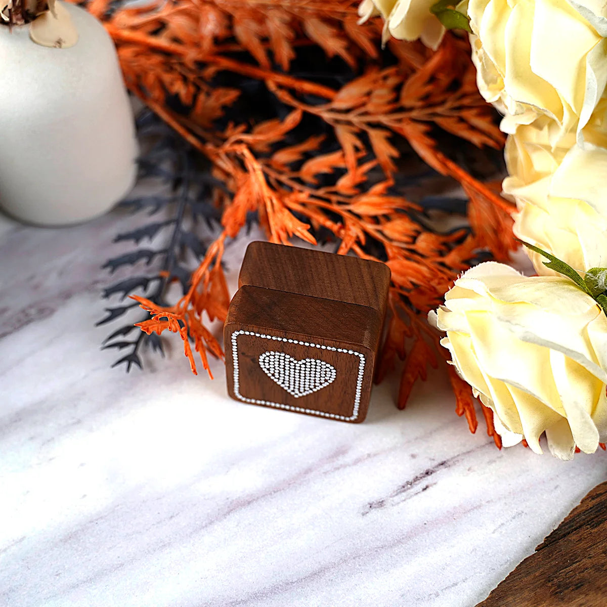 Diamond inlaid jewelry box, walnut solid wood wedding ring box, seeking marriage, diamond ring, Valentine's Day gift,  jewelry