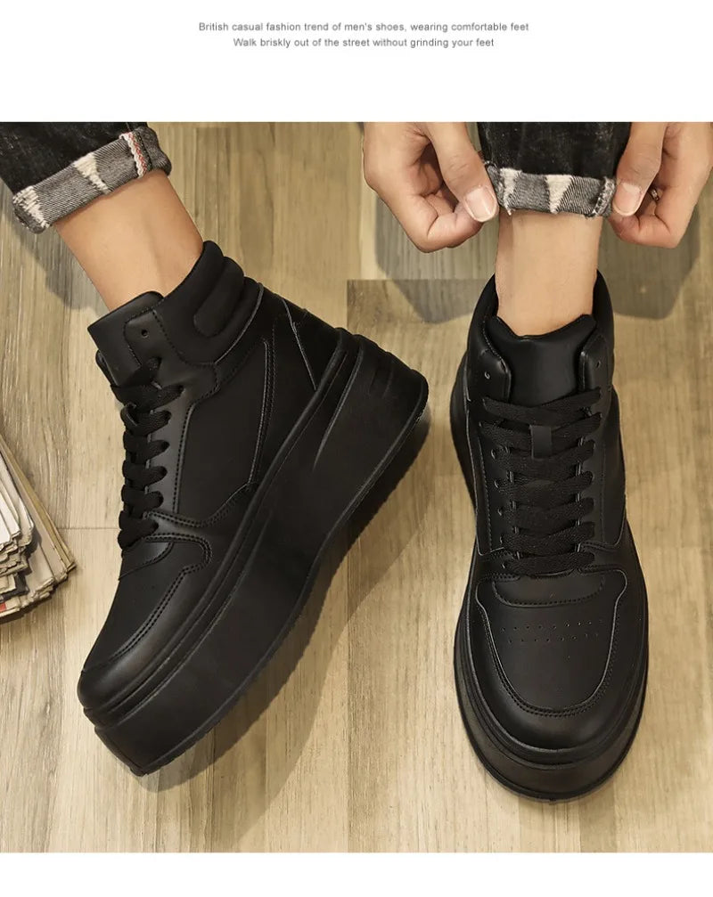 Men's Shoes Spring White Platform Comfortable Casual Shoes Man Trend Anti Slip Sneakers 2025 Fashion Thick Soled Shoes Zapatos