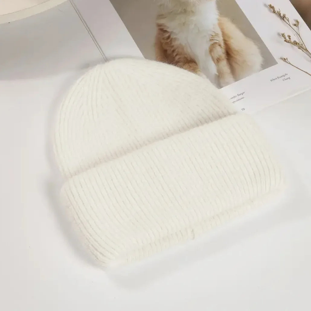 Women's Winter Hats Fashion Warm Bean Hats Solid Color Adult Hats Cute Knitted Hats Baotou Hats Autumn/Winter