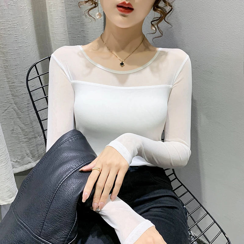 Summer New round Ne ort Sve Me Base irt Sexy Dance Inner Wear Slimming  Color Top Thin T-irt Casual Sle