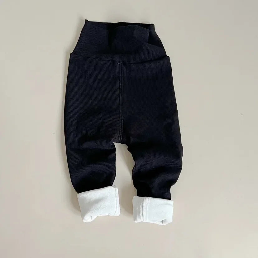 4991 Baby Pants 2024 Winter Spring Ins High Waist Belly Pants Infant Cotton Leggings Plus Velvet 2 Style Thick Pants