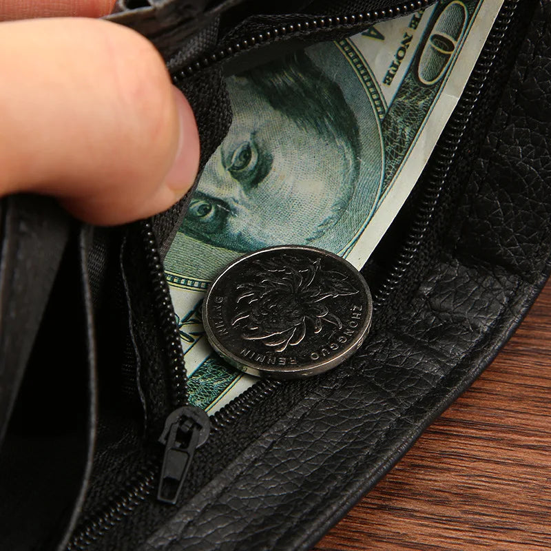 HOMESIFH Men Wallets Leather Zipper Purse Man Slim Card Horders Quality Male Short Multi-card Wallet Coin Pocket Purse