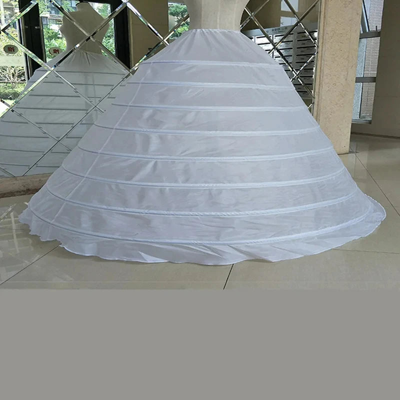 White 8 Hoops Super Puffy Petticoats Half Slip Skirt Floor Length Ballgown Underskirt for Wedding  Quinceanera Dress