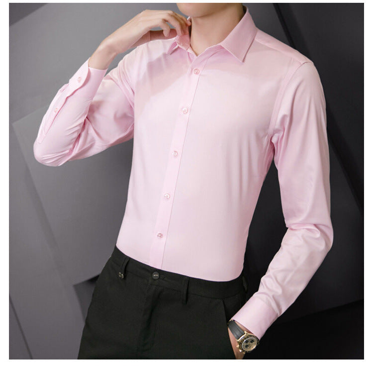 New Plus Size Men Solid Color Business Shirt Fashion Classic Basic Casual Slim White Long Sleeve Shirt Brand Clothes